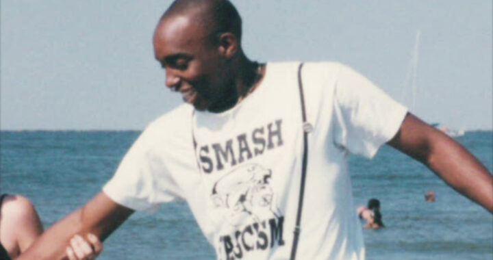 Lin Newborn in a "Smash Racism" t-shirt